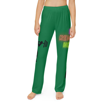 Kids Pajama Pants: Weightlifting Dark Green