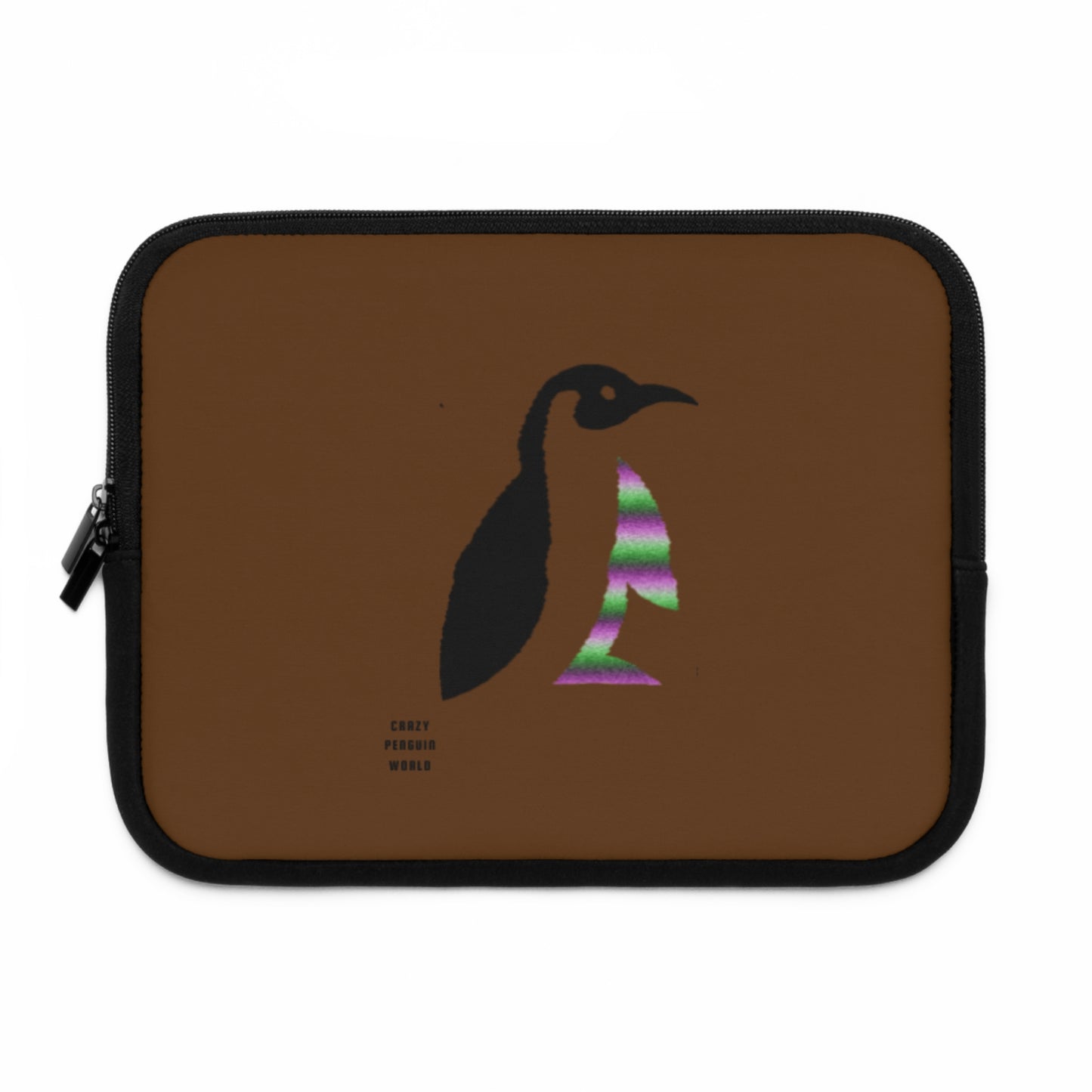 Laptop Sleeve: Crazy Penguin World Logo Brown