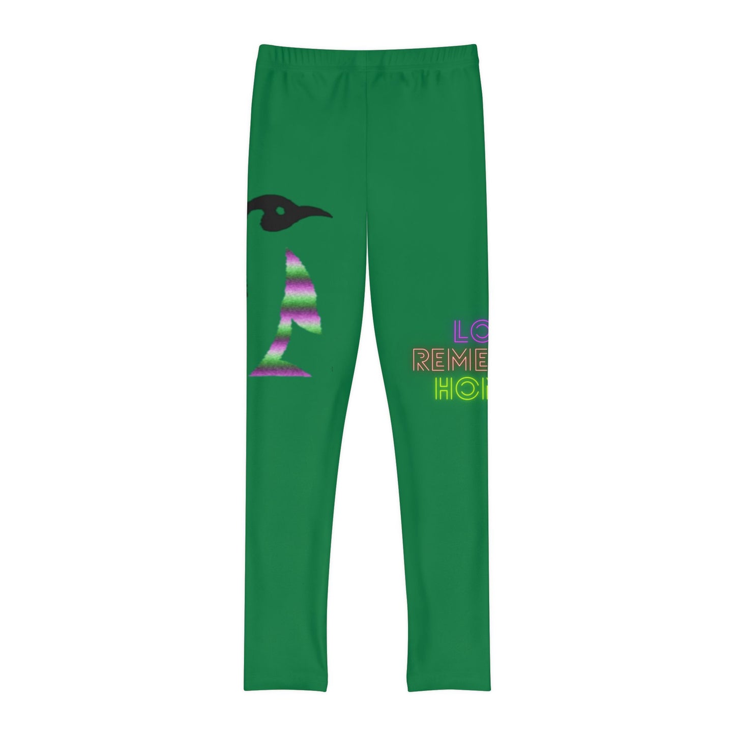 Youth Full-Length Leggings: Crazy Penguin World Logo Dark Green