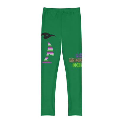 Youth Full-Length Leggings: Crazy Penguin World Logo Dark Green