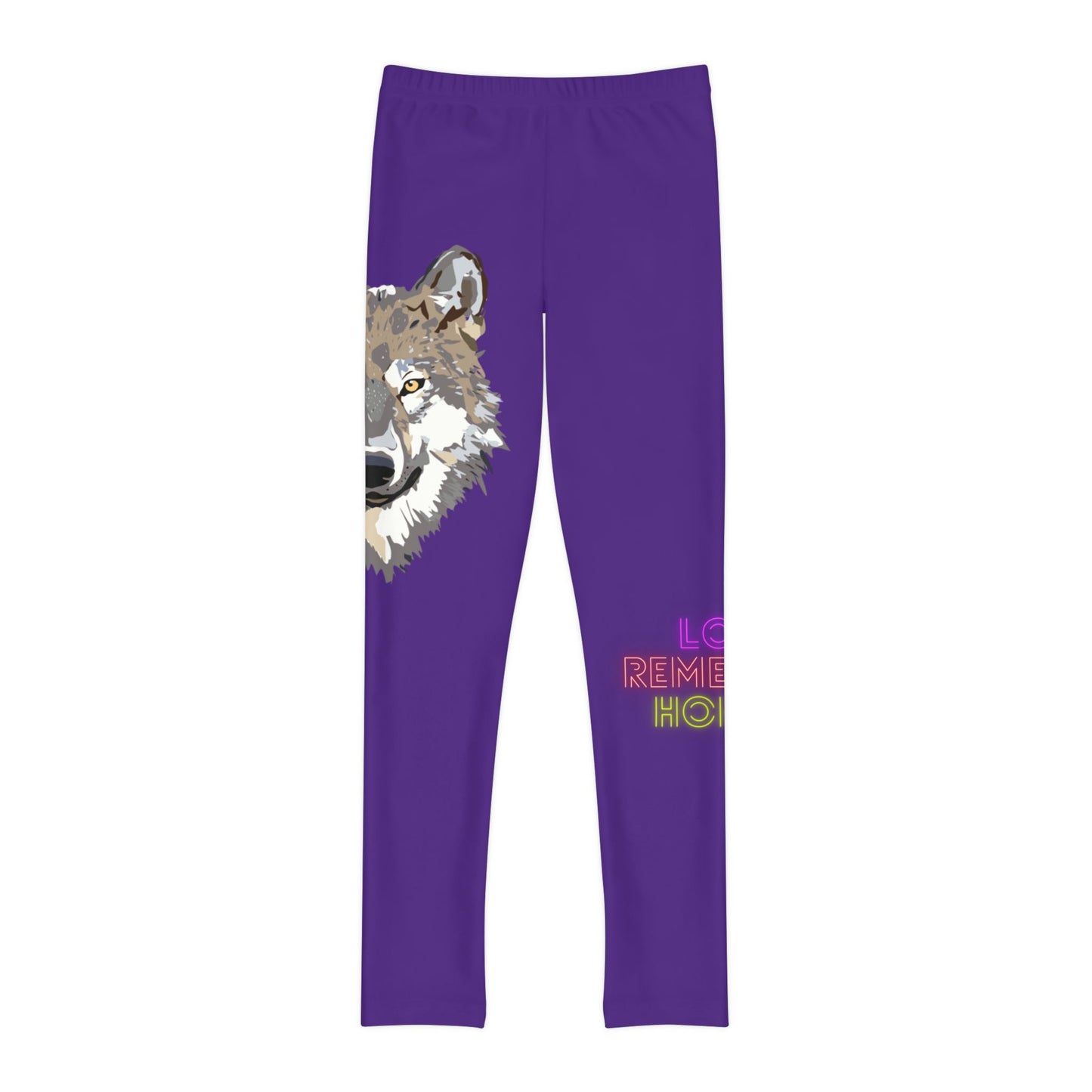 Youth Full-Length Leggings: Wolves Purple