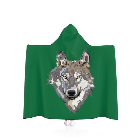 Hooded Blanket: Wolves Dark Green