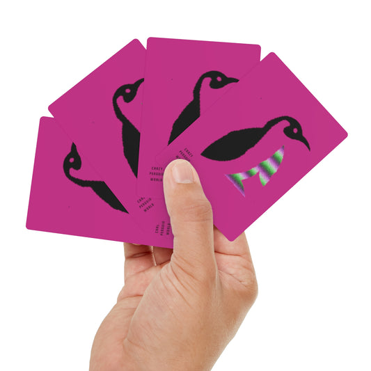 Poker Cards: Crazy Penguin World Logo Pink