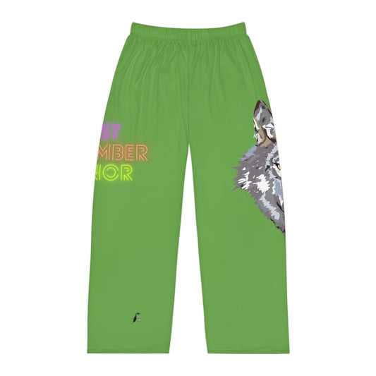 Men's Pajama Pants: Wolves Green