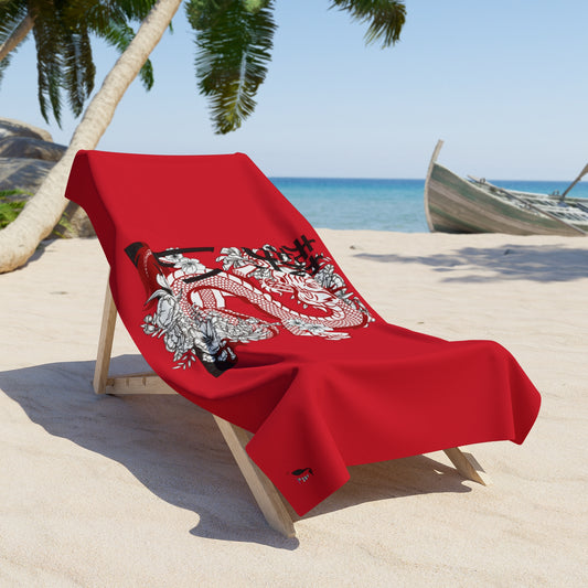 Beach Towel: Dragons Dark Red