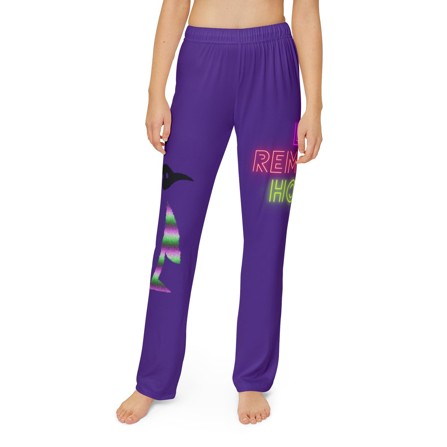 Kids Pajama Pants: Crazy Penguin World Logo Purple 