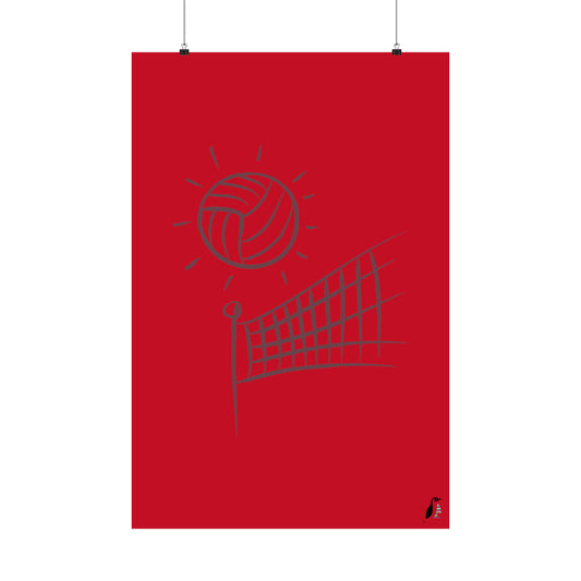 Premium Matte Vertical Posters: Volleyball Dark Red