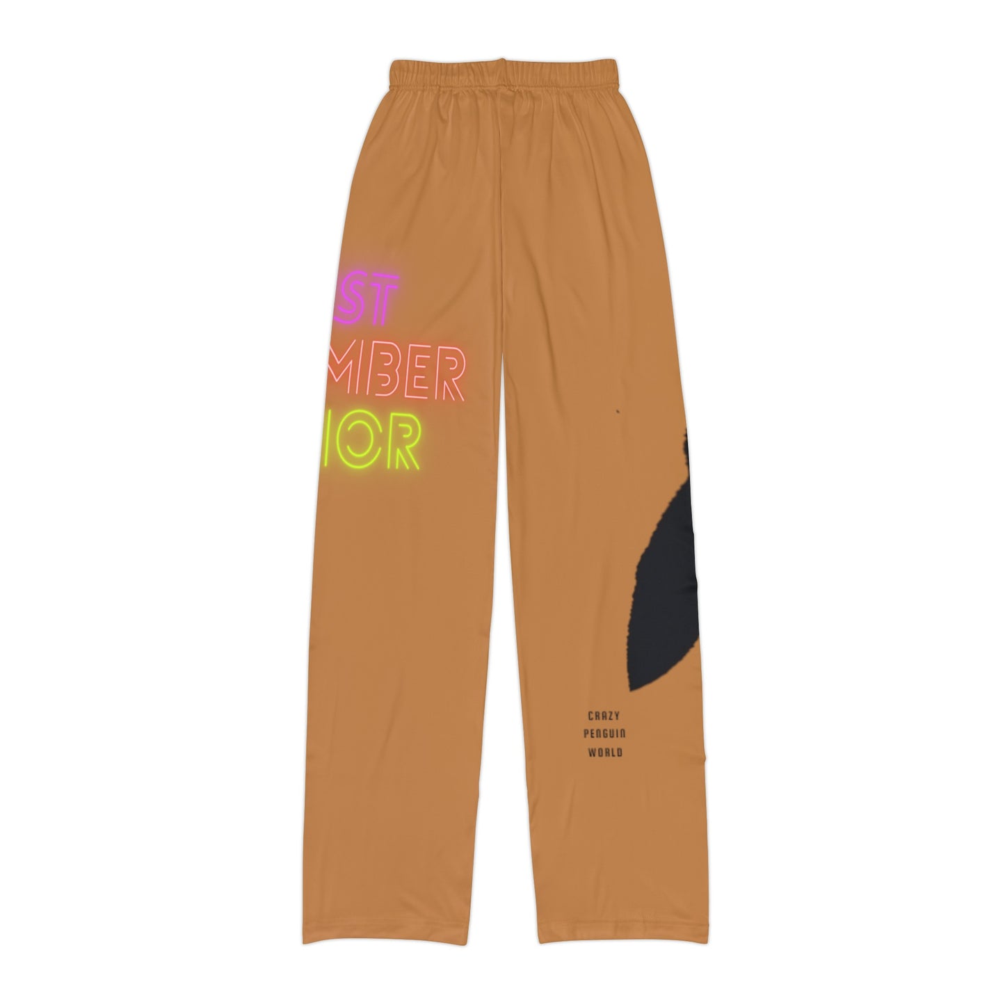 Kids Pajama Pants: Crazy Penguin World Logo Lite Brown