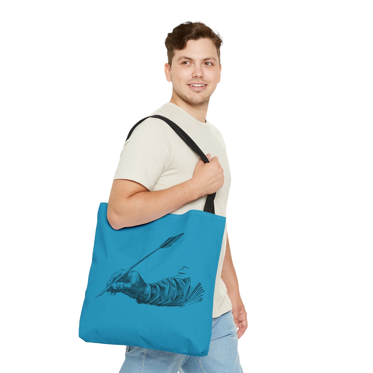 Tote Bag: Writing Turquoise