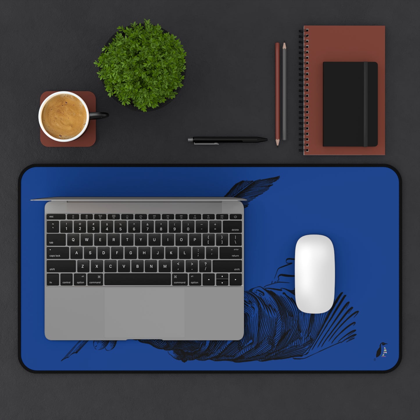 Desk Mat: Writing Dark Blue