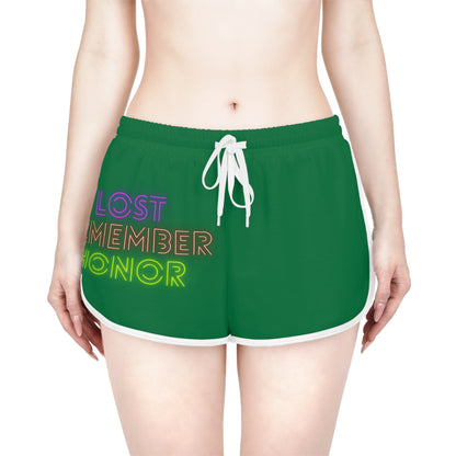 Women's Relaxed Shorts: Lost Remember Honor Dark Green