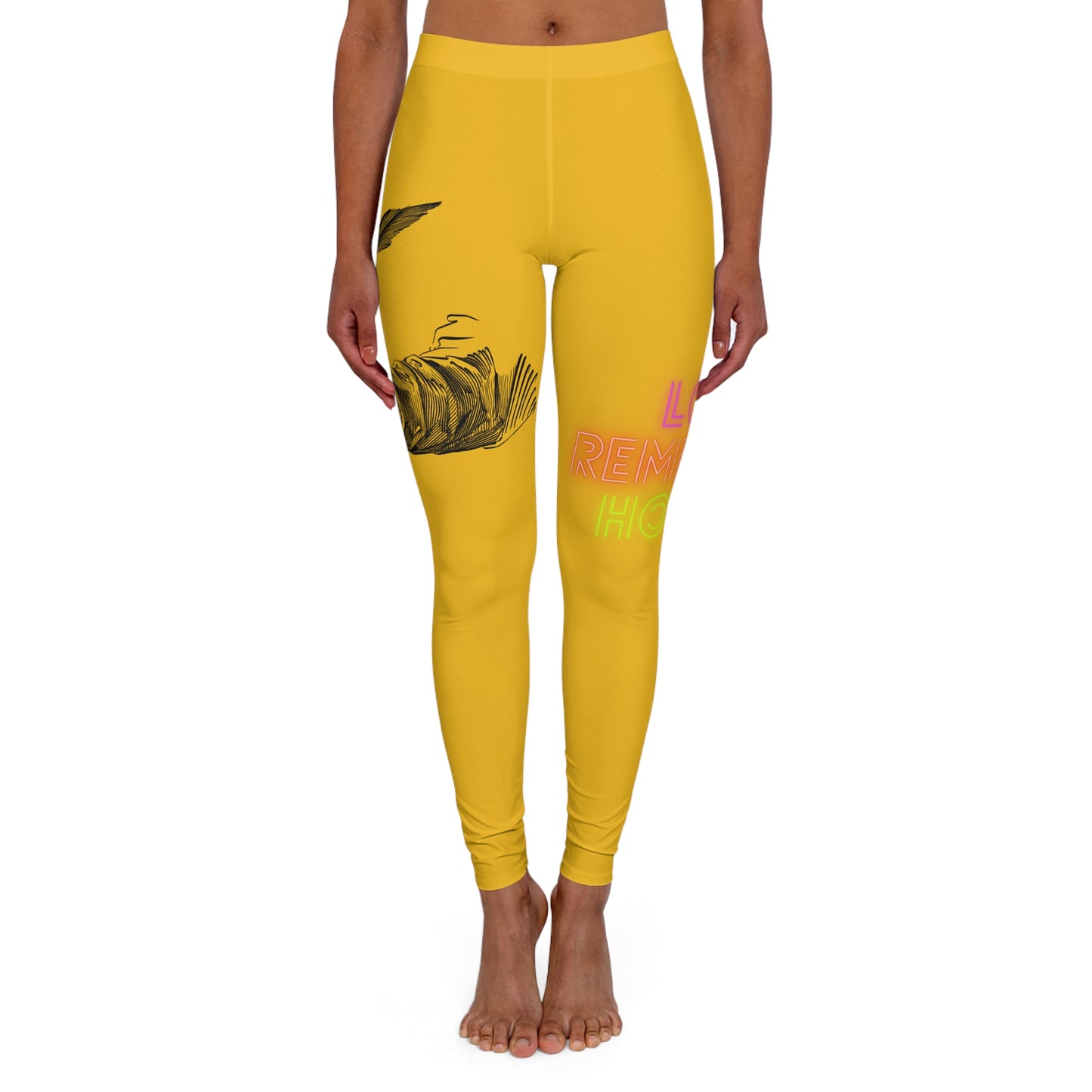 Women's Spandex Leggings: Writing Yellow