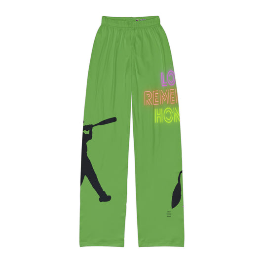 Kids Pajama Pants: Baseball Green