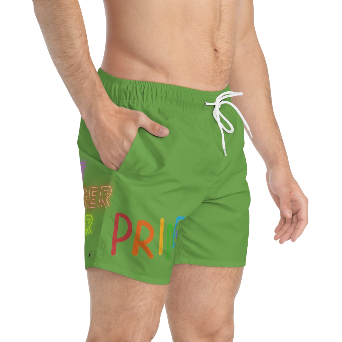 Swim Trunks: LGBTQ Pride Green