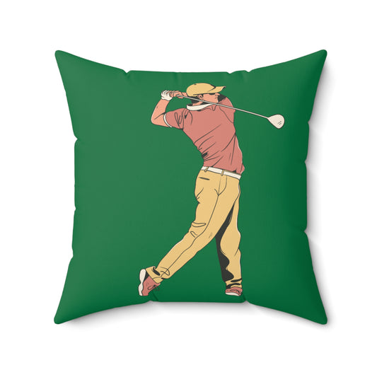 Spun Polyester Square Pillow: Golf Dark Green