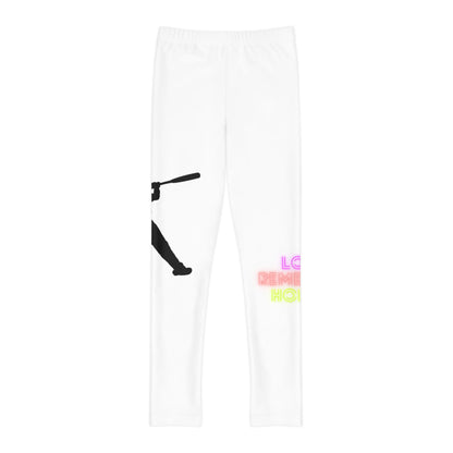 Youth Full-Length Leggings: Baseball White