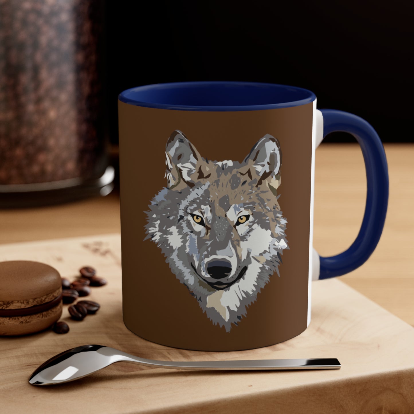 Accent Coffee Mug, 11oz: Wolves Brown