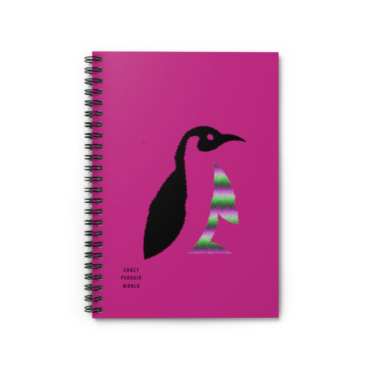 Spiral Notebook - Ruled Line: Crazy Penguin World Logo Pink