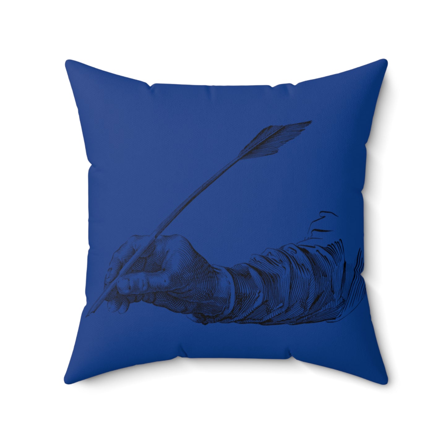 Spun Polyester Square Pillow: Writing Dark Blue