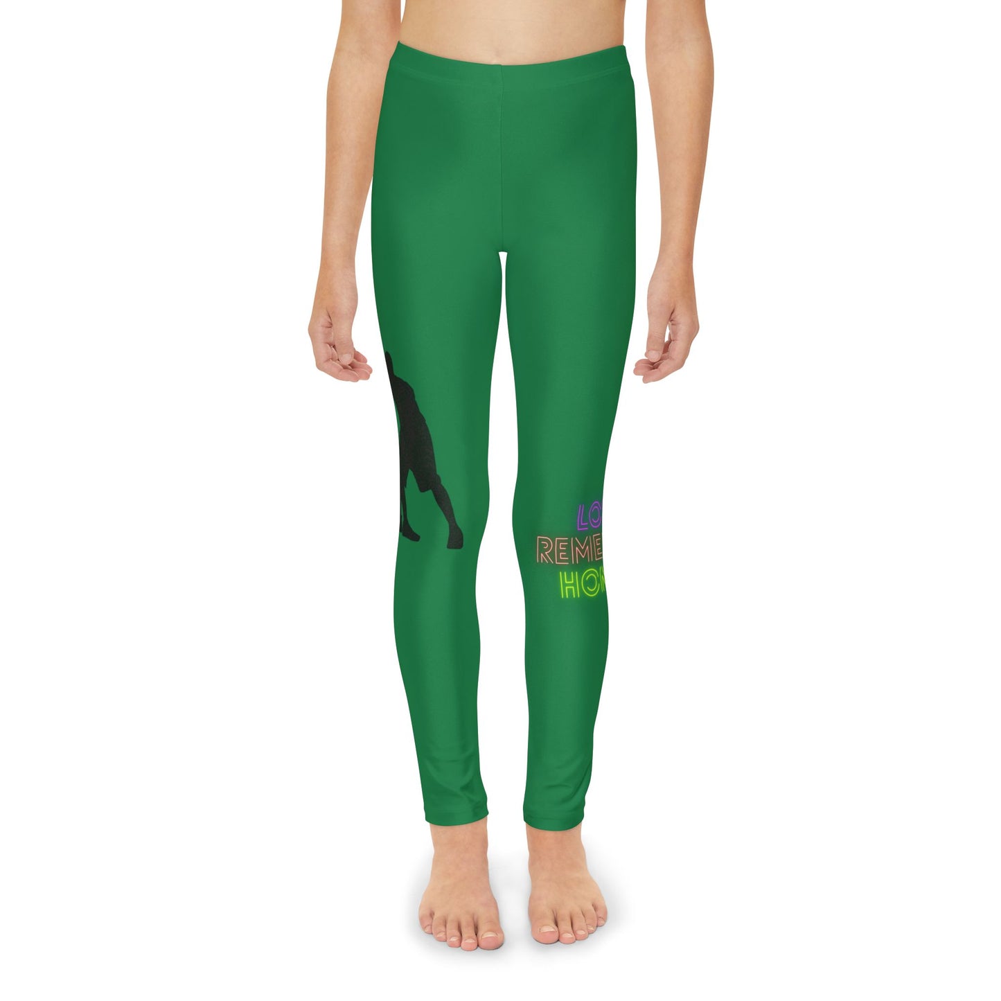 Youth Full-Length Leggings: Basketball Dark Green