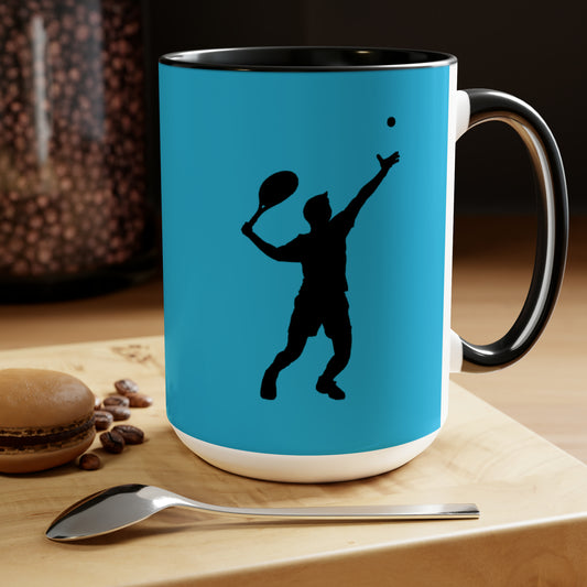 Two-Tone Coffee Mugs, 15oz: Tennis Turquoise