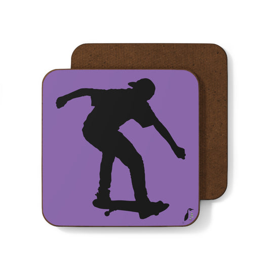 Hardboard Back Coaster: Skateboarding Lite Purple