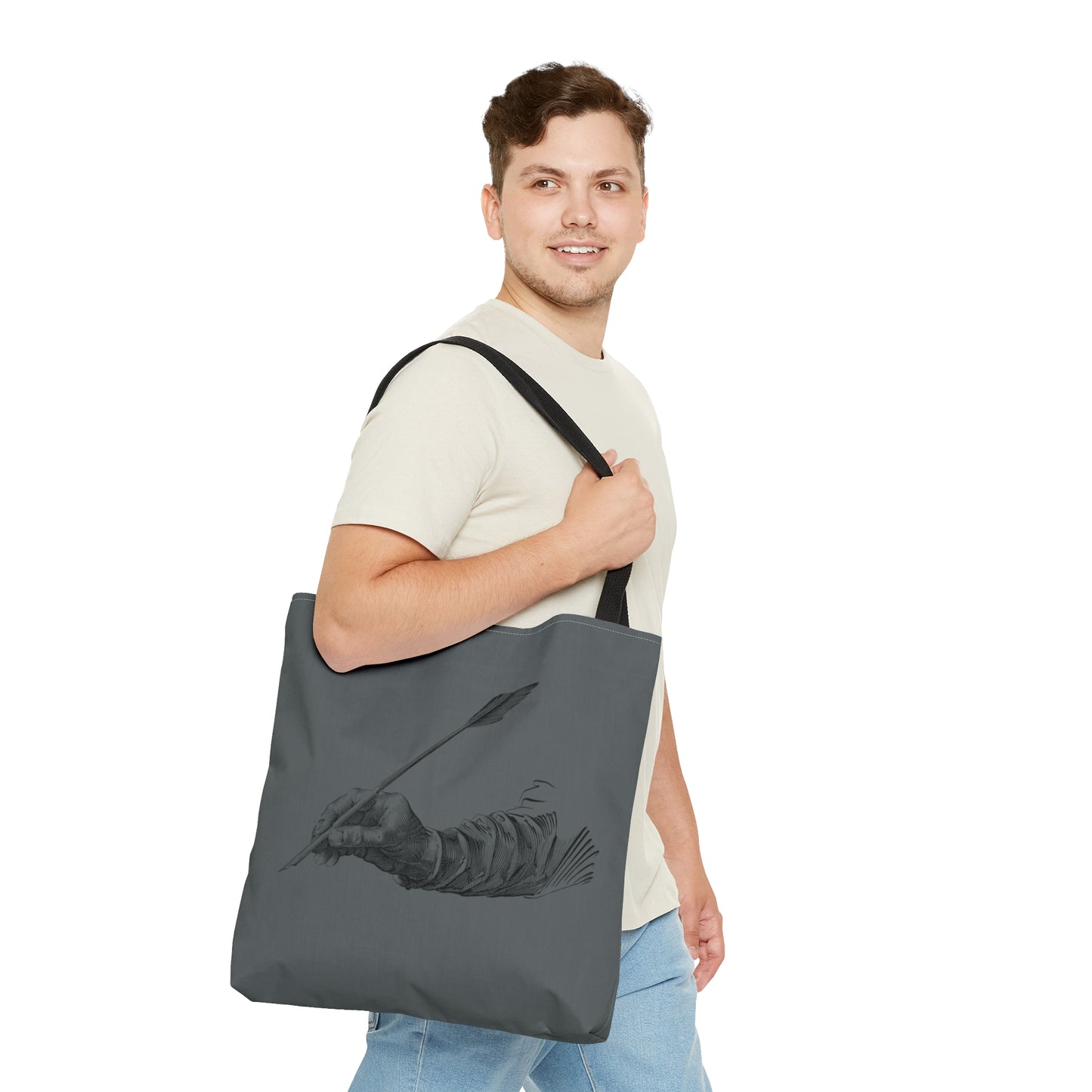 Tote Bag: Writing Dark Grey