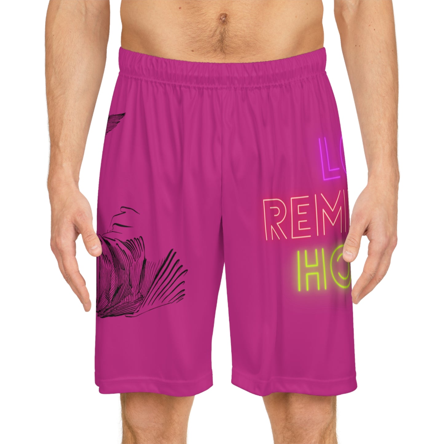 Basketball Shorts: Writing Pink