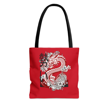 Tote Bag: Dragons Dark Red