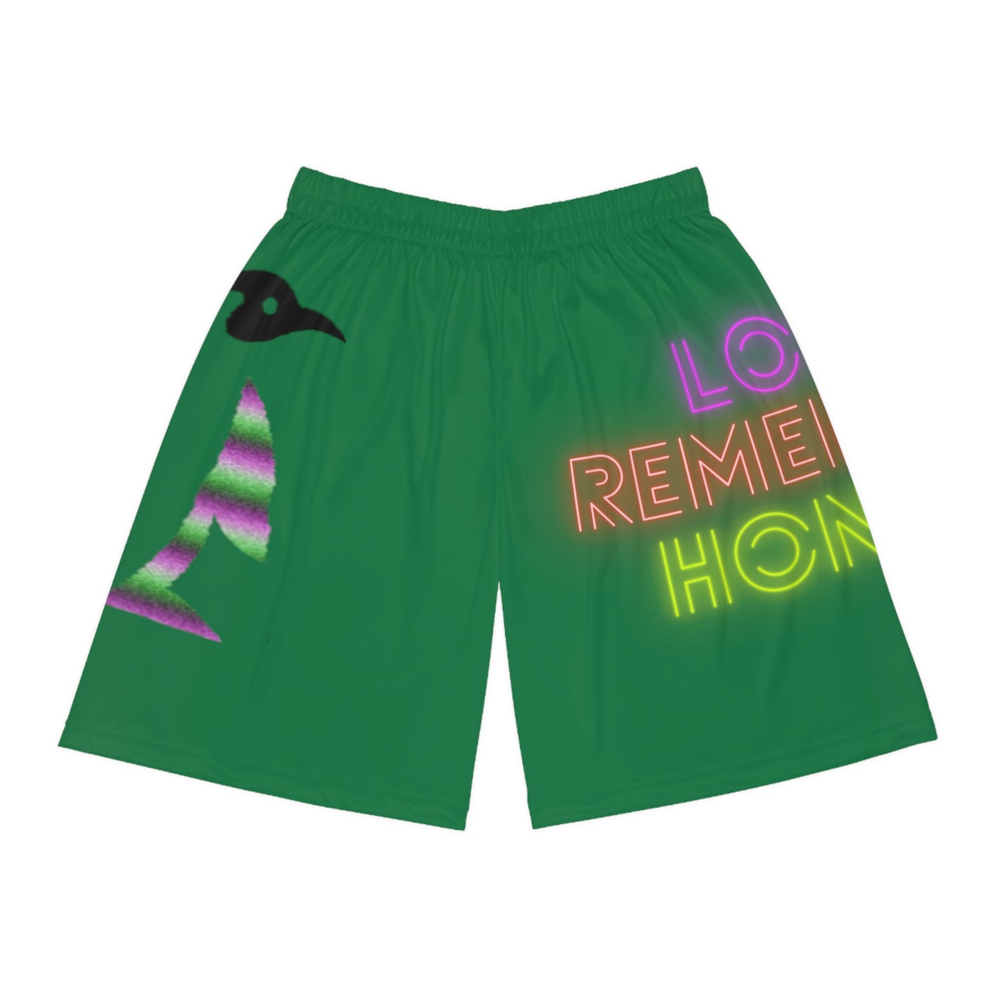 Basketball Shorts: Crazy Penguin World Logo Dark Green