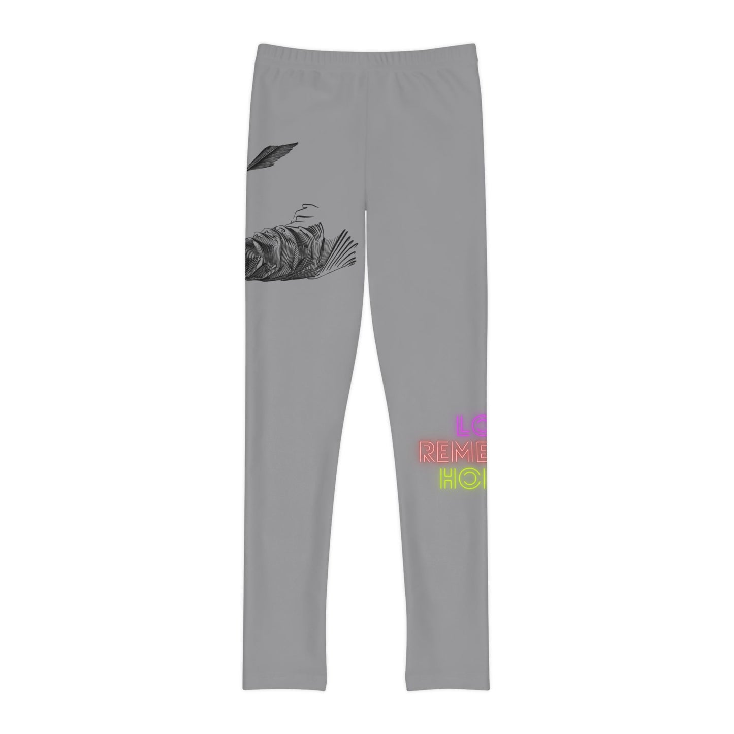 Youth Full-Length Leggings: Writing Grey