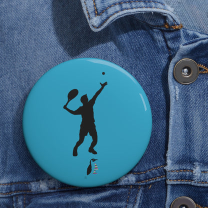 Custom Pin Buttons Tennis Turquoise