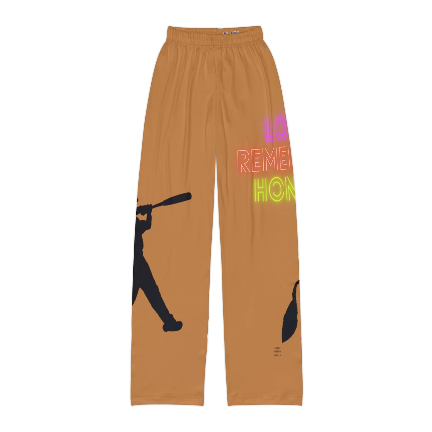 Kids Pajama Pants: Baseball Lite Brown