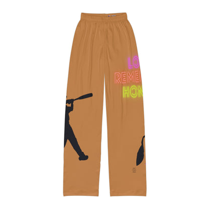 Kids Pajama Pants: Baseball Lite Brown