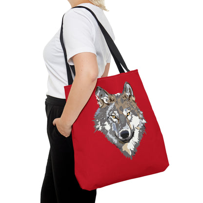 Tote Bag: Wolves Dark Red