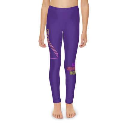 Youth Full-Length Leggings: Bowling Purple