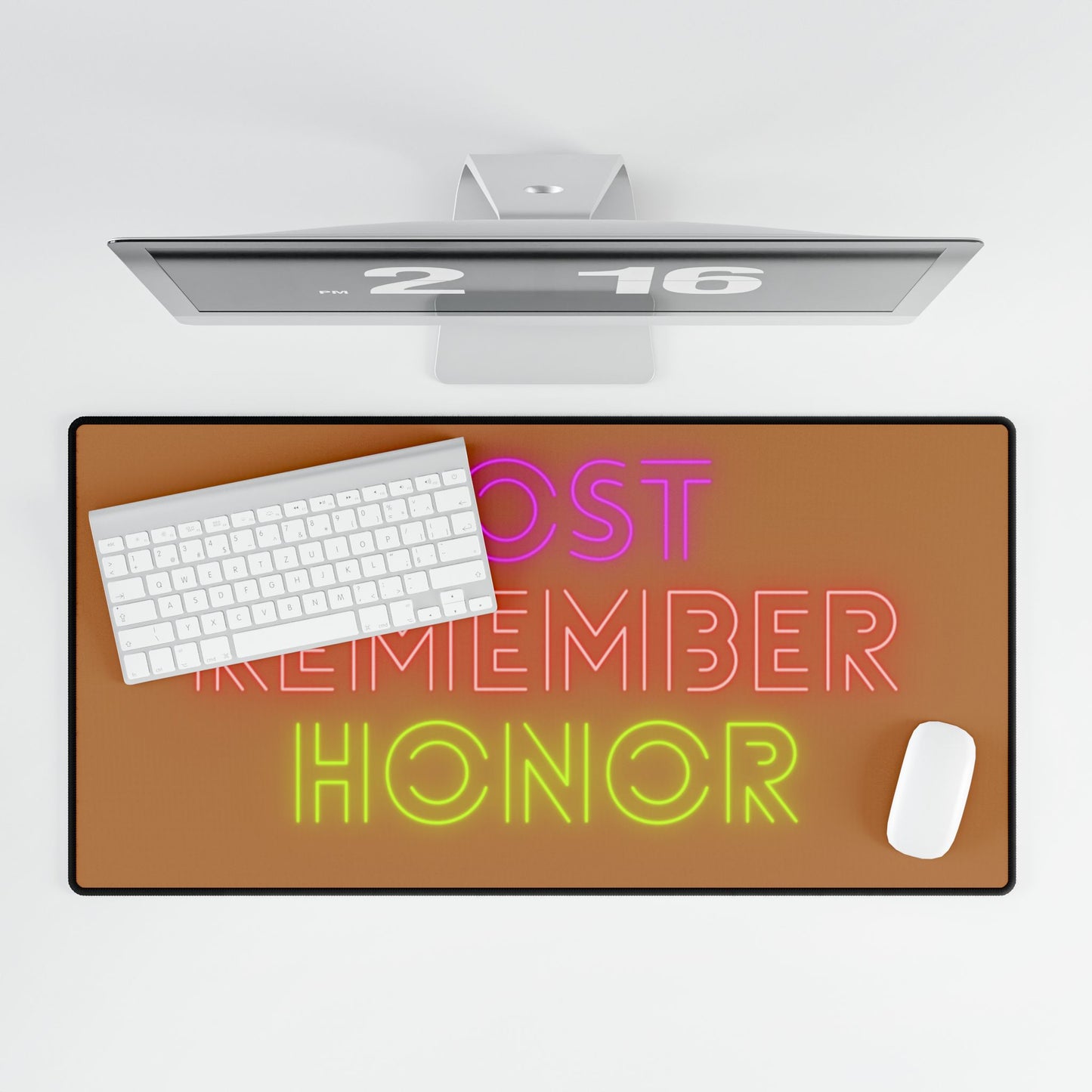 Desk Mats: Lost Remember Honor Lite Brown