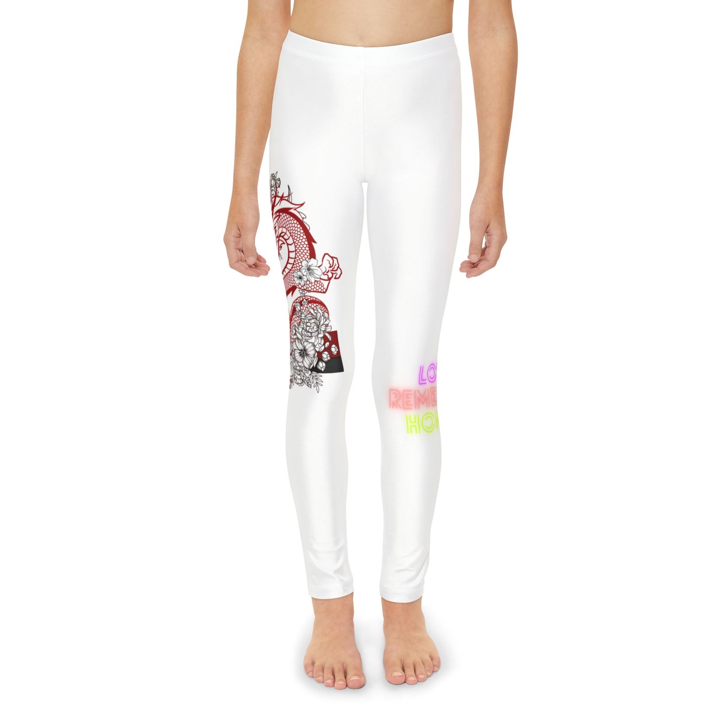 Youth Full-Length Leggings: Dragons White