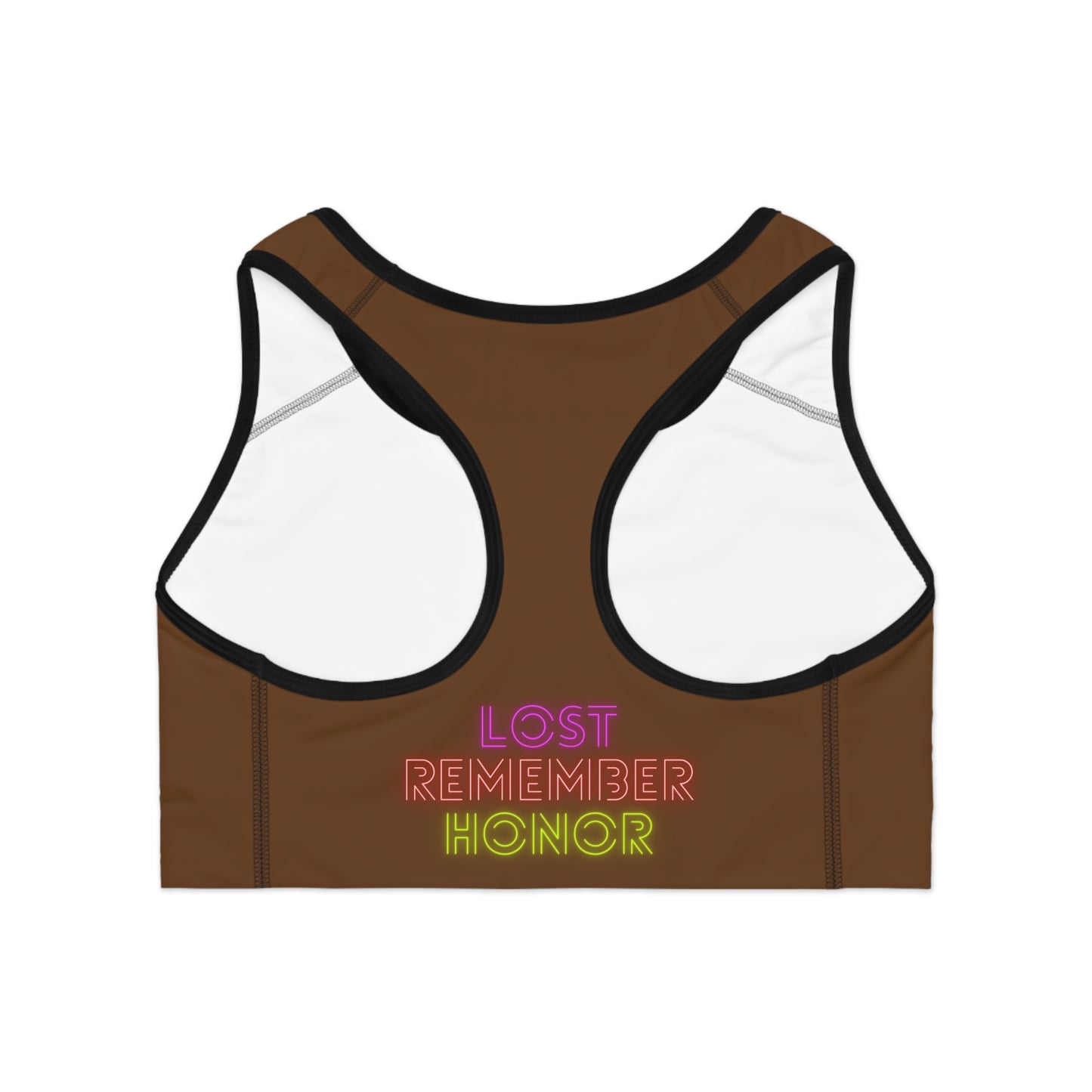 Sports Bra: Crazy Penguin World Logo Brown