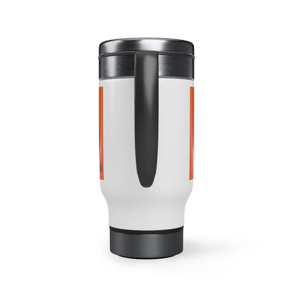 Stainless Steel Travel Mug with Handle, 14oz: Basketball Orange