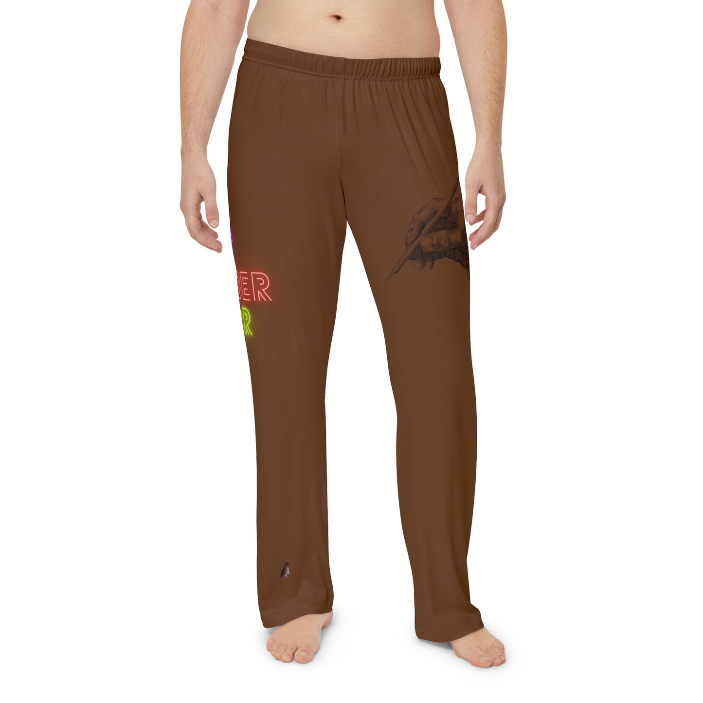 Men's Pajama Pants: Writing Brown