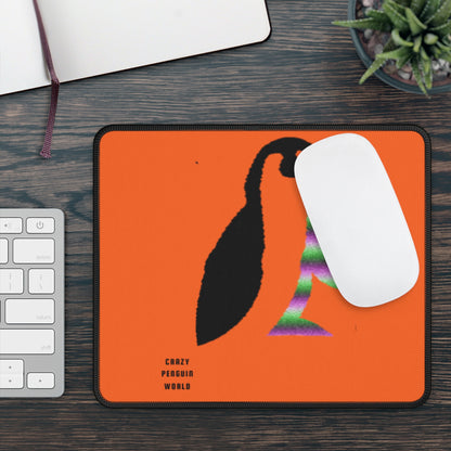 Gaming Mouse Pad: Crazy Penguin World Logo Orange