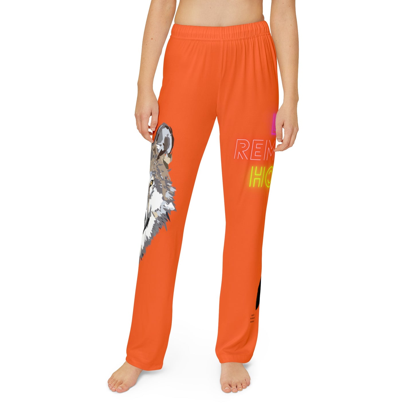 Kids Pajama Pants: Wolves Orange