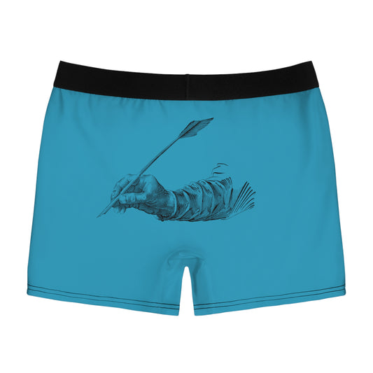 Men's Boxer Briefs: Writing Turquoise