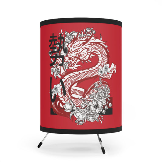Tripod Lamp with High-Res Printed Shade, US\CA plug: Dragons Dark Red