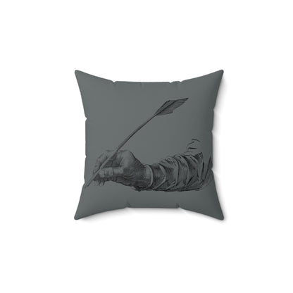 Spun Polyester Square Pillow: Writing Dark Grey