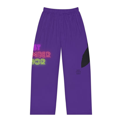 Women's Pajama Pants: Crazy Penguin World Logo Purple