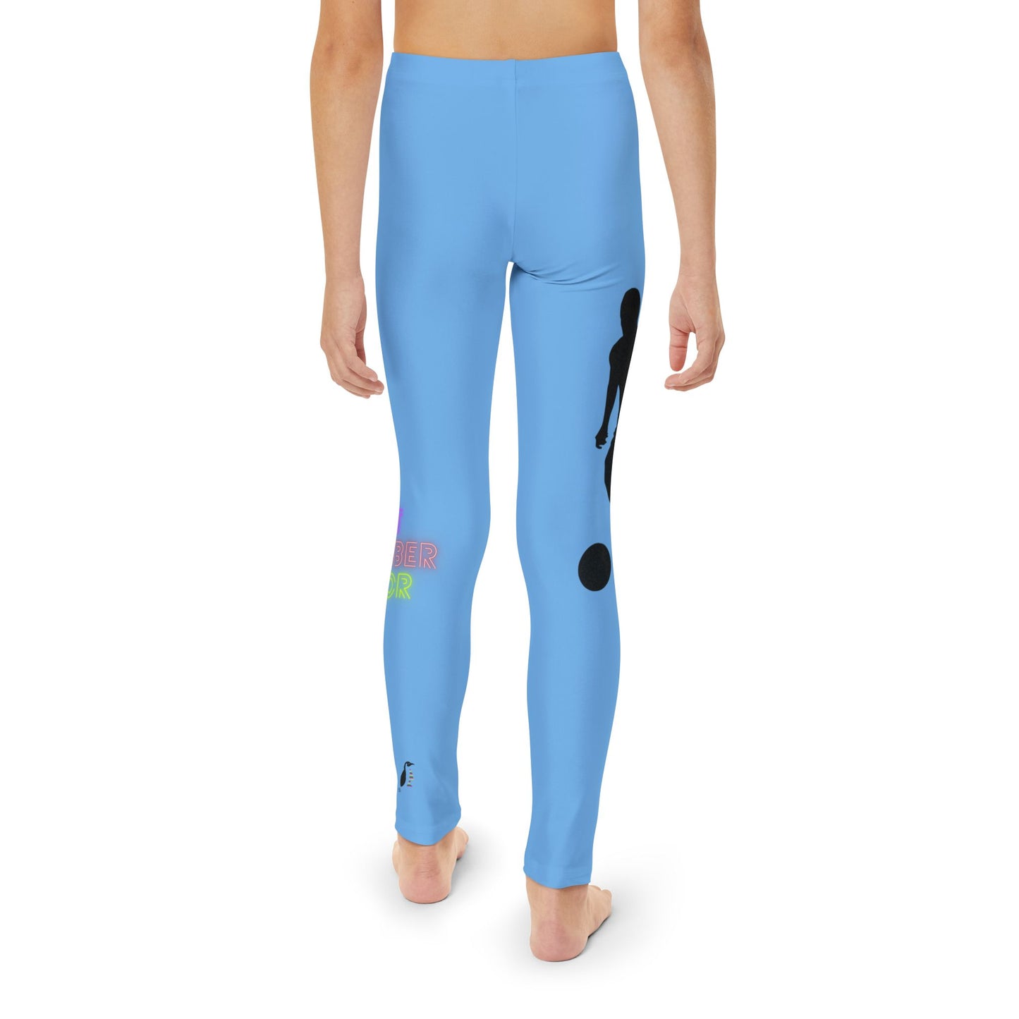 Youth Full-Length Leggings: Soccer Lite Blue