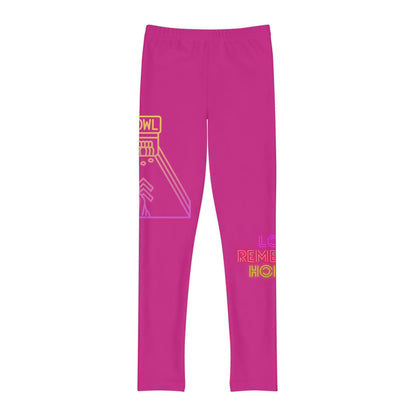 Youth Full-Length Leggings: Bowling Pink