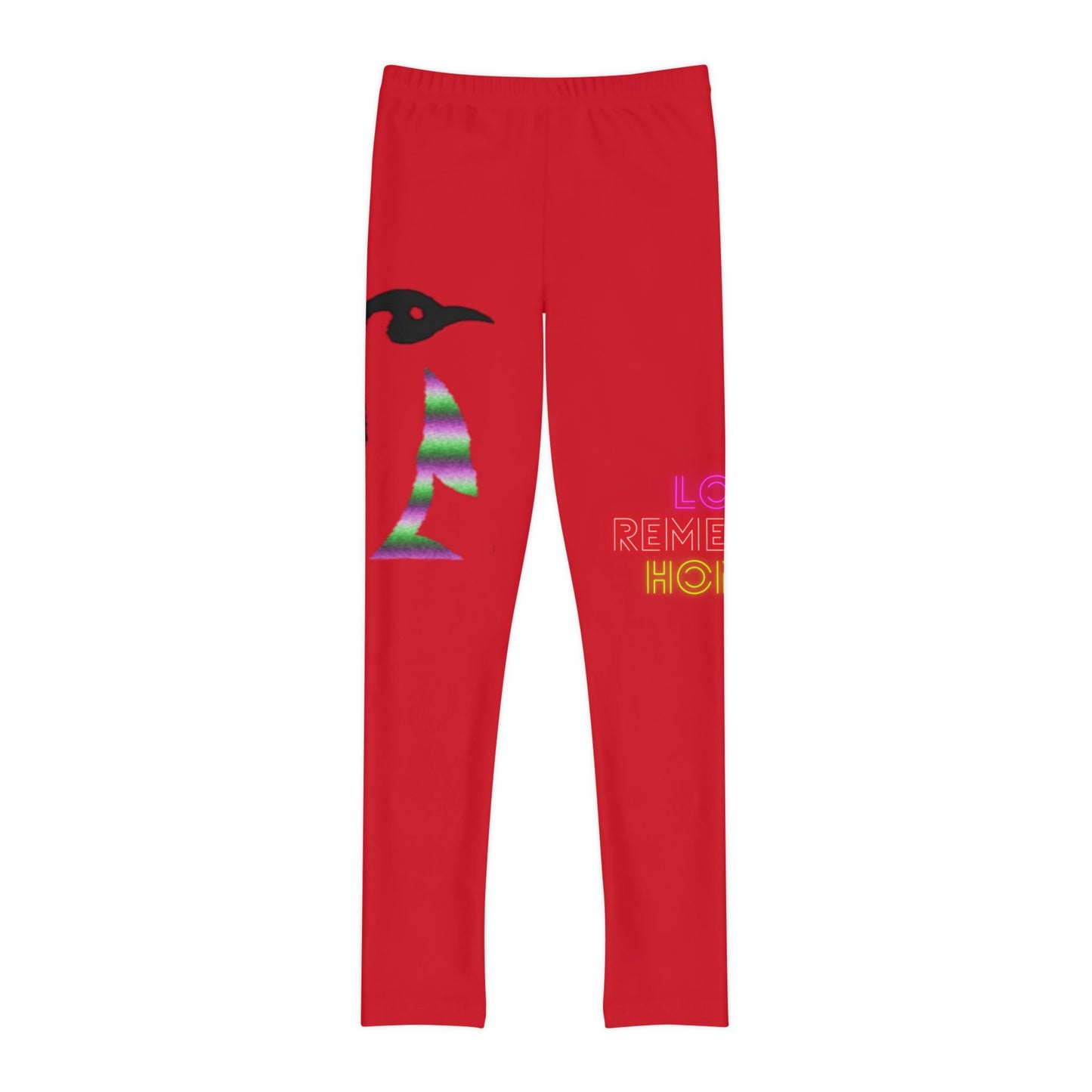 Youth Full-Length Leggings: Crazy Penguin World Logo Dark Red